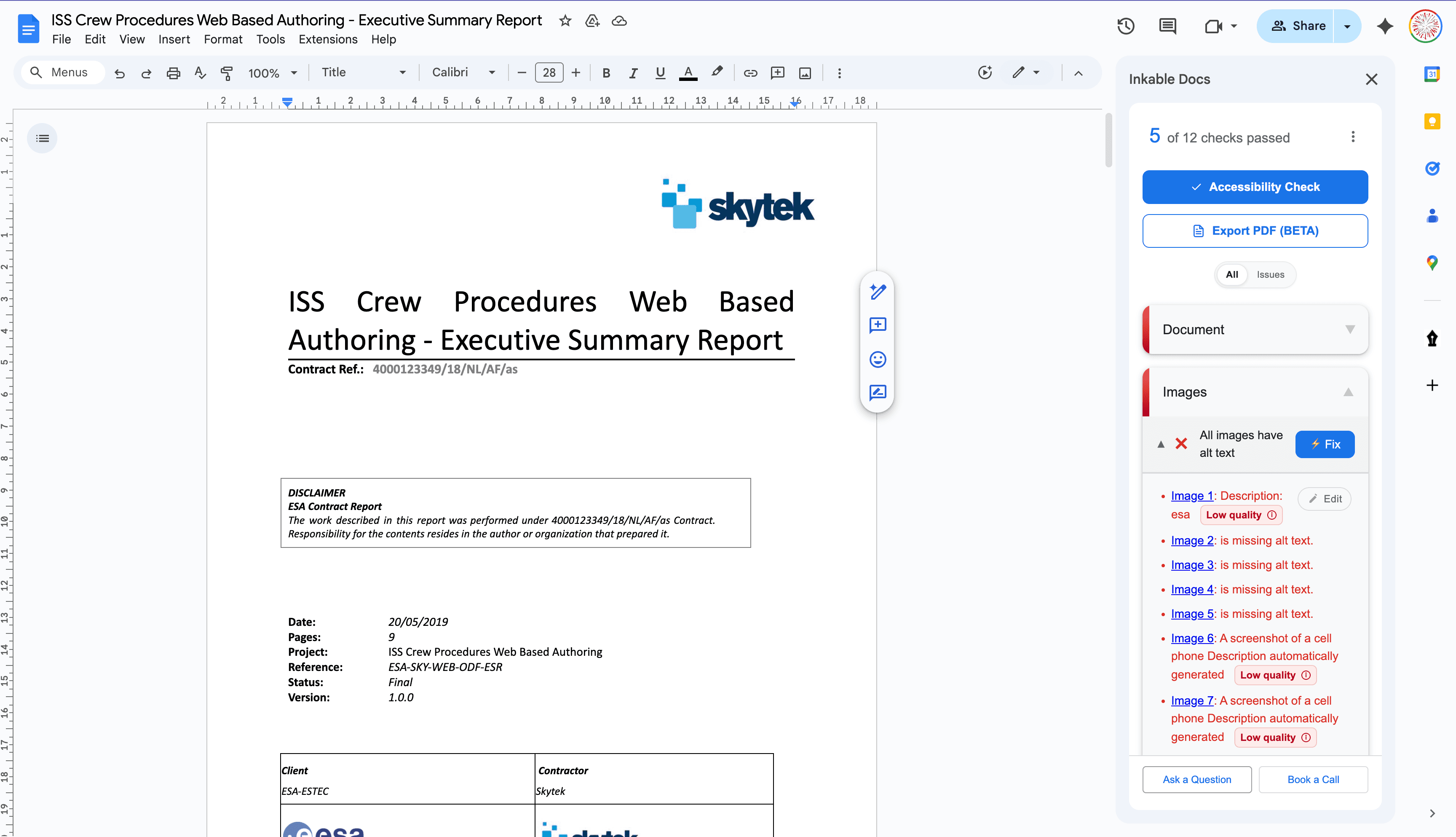 AI assistant detecting PDF accessibility issues